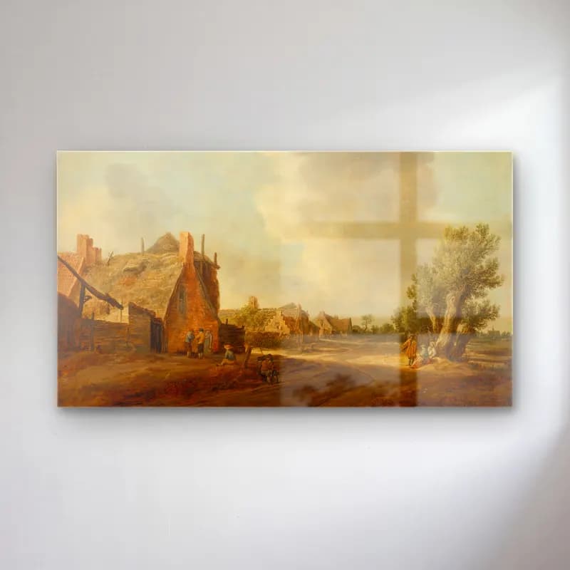 Jan van Goyen – Village Street cam tablo — Jan van Goyen – Village Street — yağlı boya köy sokağı