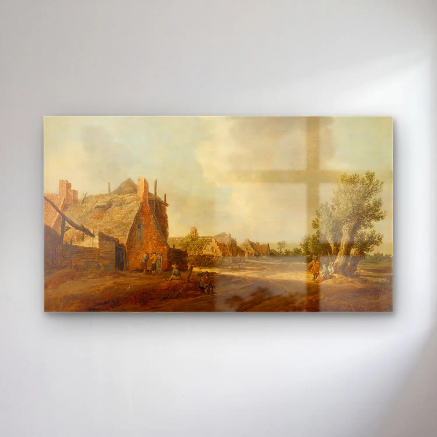 Jan van Goyen – Village Street cam tablo — Jan van Goyen – Village Street — yağlı boya köy sokağı