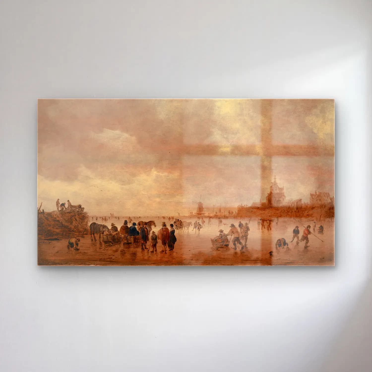 Jan van Goyen – Winter Pleasures on the Merwede cam tablo — Jan van Goyen – Winter Pleasures on the Merwede — yağlı boya sahilde i̇nsanlar