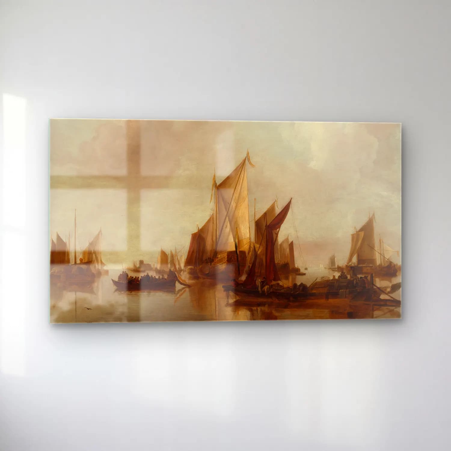 Jan van de Cappelle – A State Yacht and Other Craft in Calm Water (ca. 1660) cam tablo — sol açıdan görünüm
