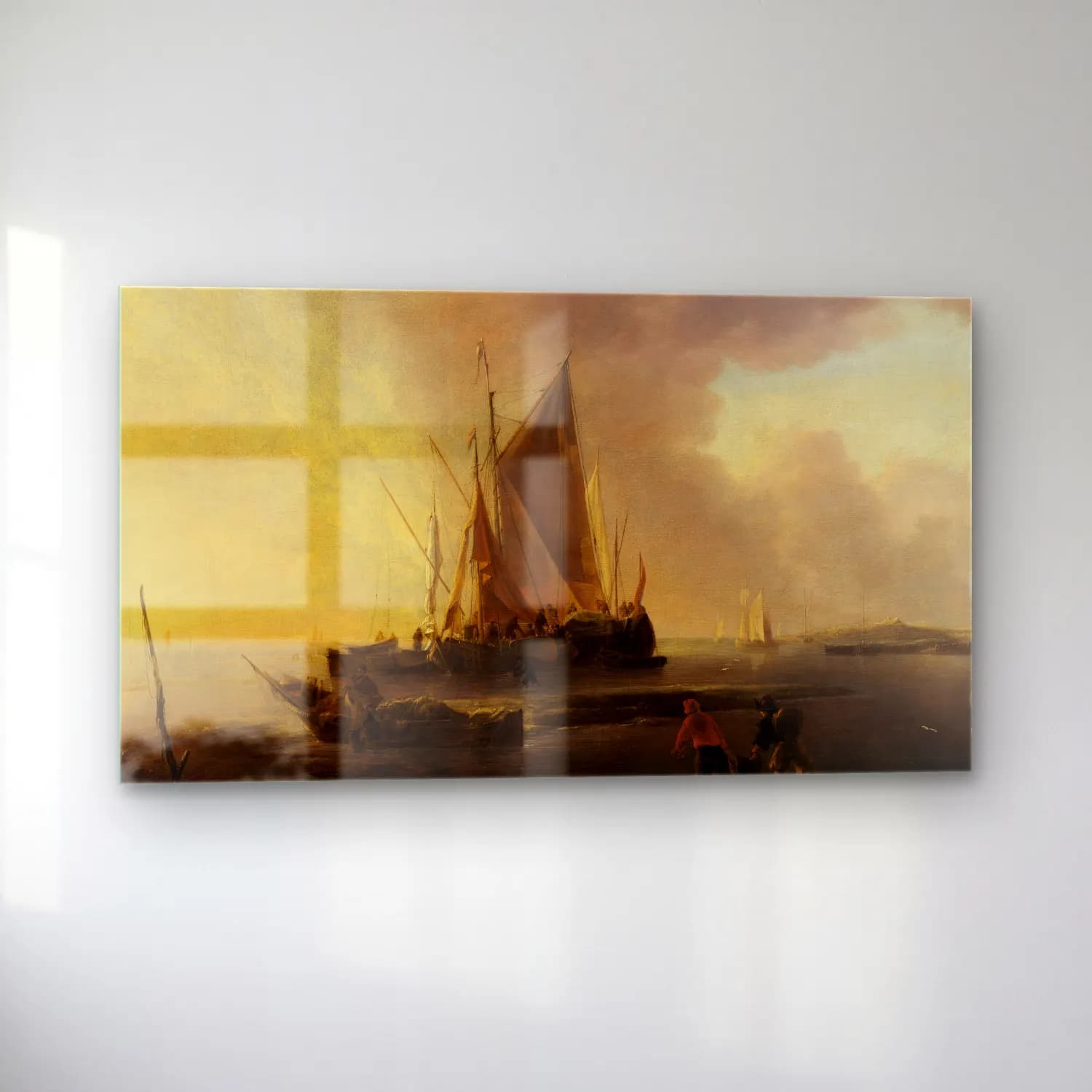 Jan van de Cappelle – Fischerboote am Strand (ca 1653) cam tablo — sol açıdan görünüm