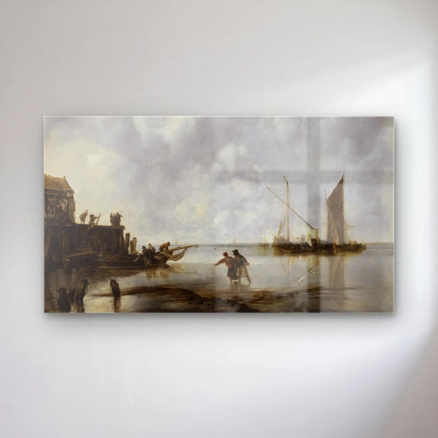 Jan van de Cappelle – Fishing Boats in a Calm cam tablo — Jan van de Cappelle – Fishing Boats in a Calm — yağlı boya liman ve tekneler