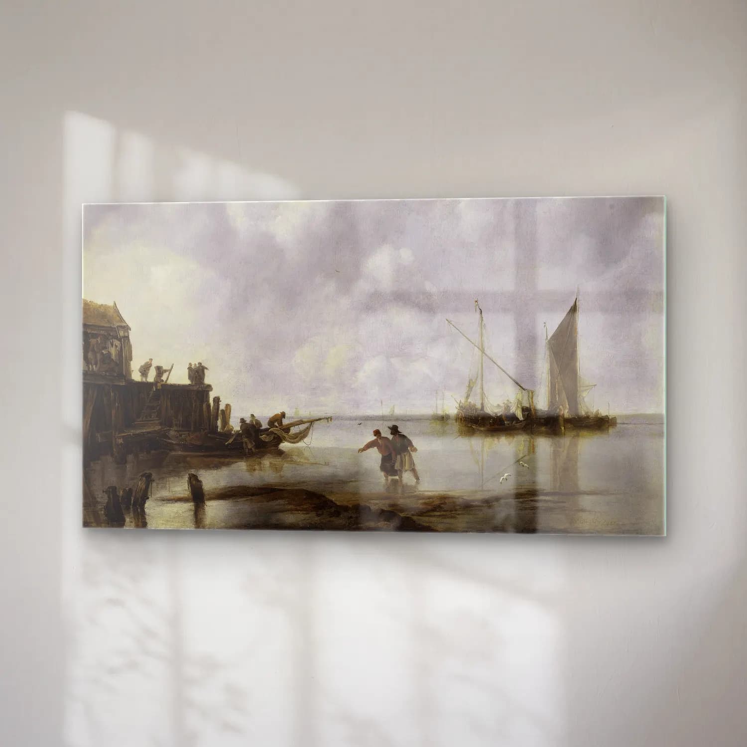 Jan van de Cappelle – Fishing Boats in a Calm cam tablo — sağ açıdan görünüm