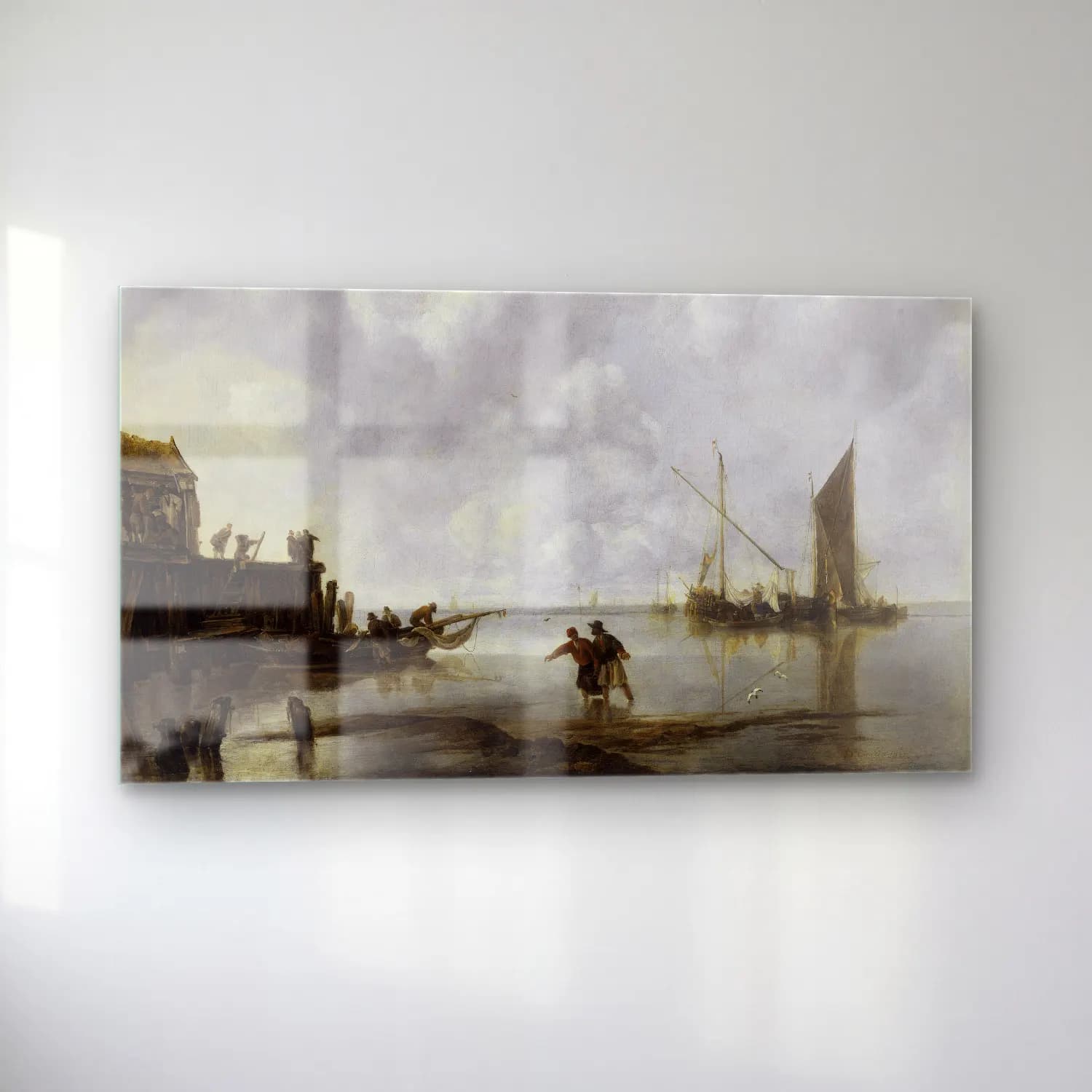 Jan van de Cappelle – Fishing Boats in a Calm cam tablo — sol açıdan görünüm