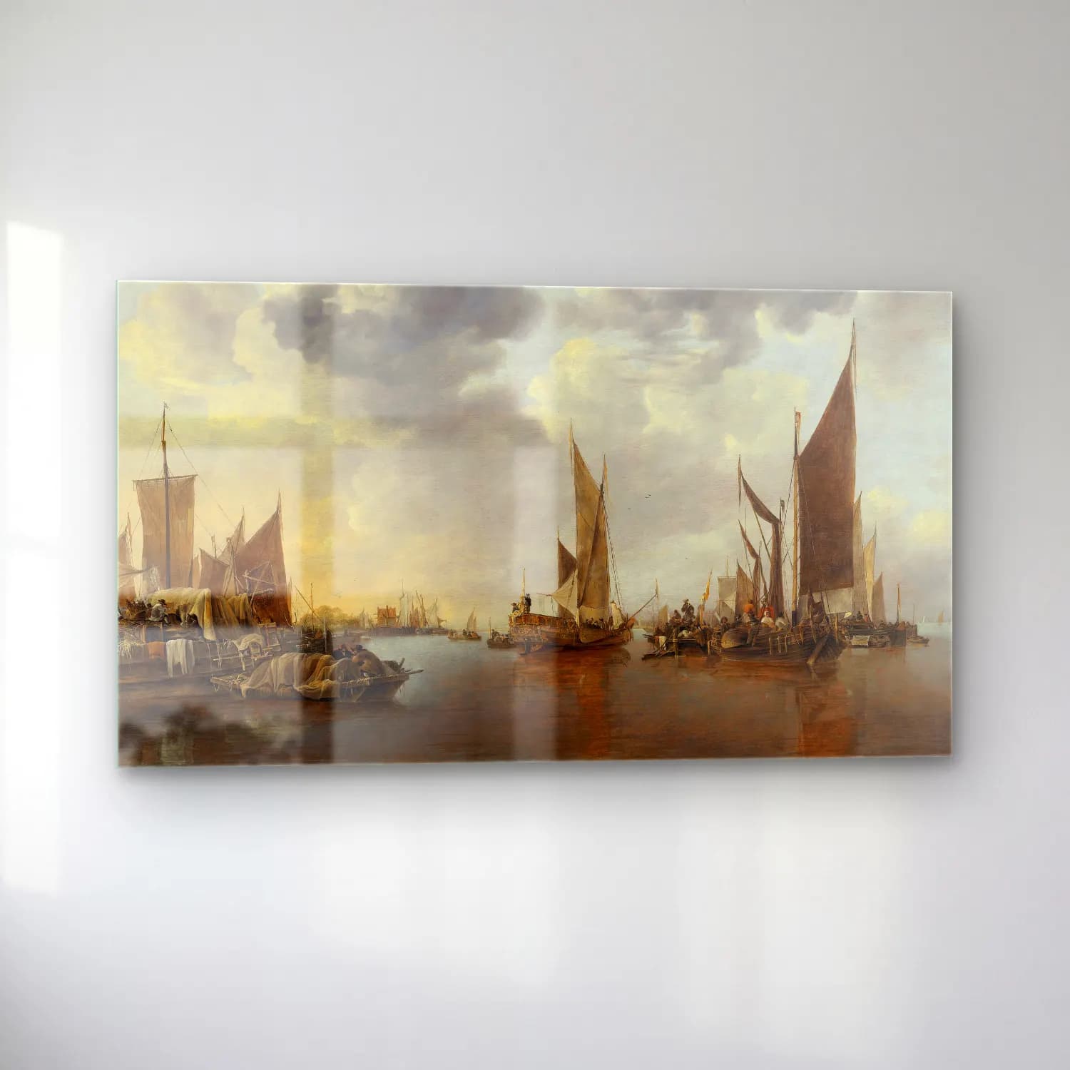 Jan van de Cappelle – Seascape with Ships cam tablo — sol açıdan görünüm