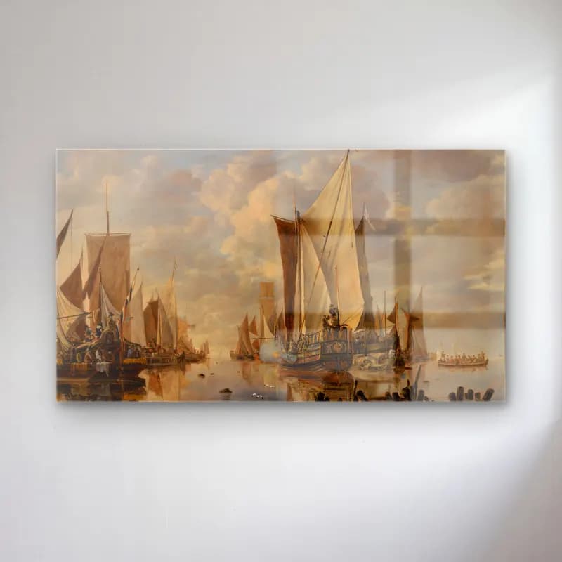 Jan van de Cappelle – Shipping in a Calm at Flushing with a States General Yacht… cam tablo — Jan van de Cappelle – Shipping in a Calm at Flushing with a States General Yacht… — yağlı boya liman ve tekneler