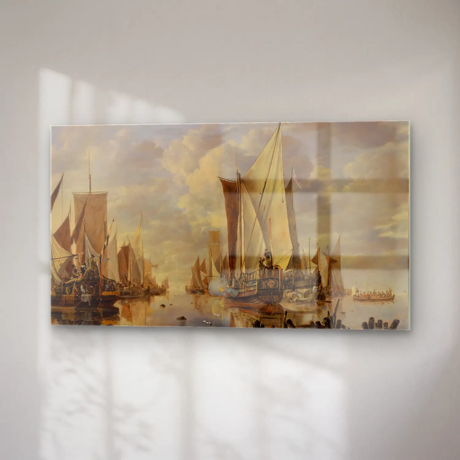 Jan van de Cappelle – Shipping in a Calm at Flushing with a States General Yacht… cam tablo — sağ açıdan görünüm