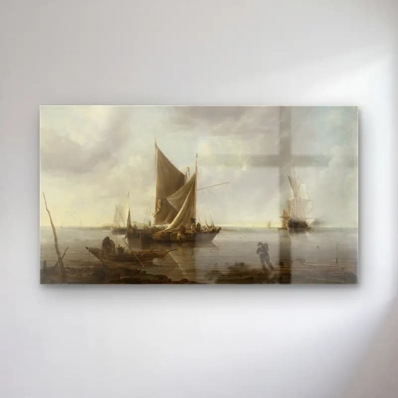 Jan van de Cappelle – Ships at Anchor on a Quiet Sea cam tablo — Jan van de Cappelle – Ships at Anchor on a Quiet Sea — yağlı boya yelkenliler