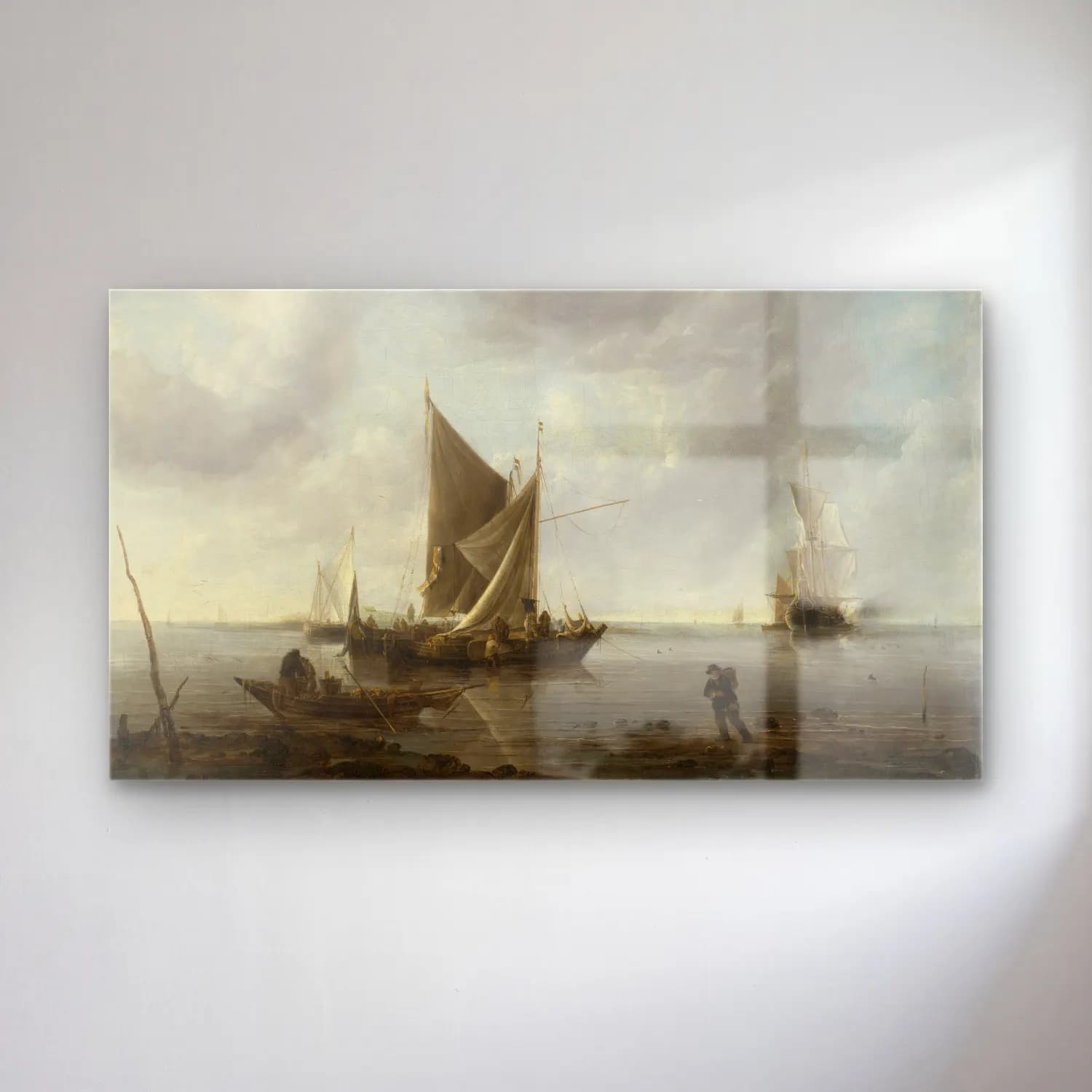 Jan van de Cappelle – Ships at Anchor on a Quiet Sea cam tablo — Jan van de Cappelle – Ships at Anchor on a Quiet Sea — yağlı boya yelkenliler
