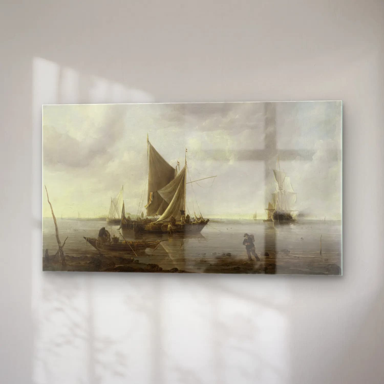 Jan van de Cappelle – Ships at Anchor on a Quiet Sea cam tablo — sağ açıdan görünüm