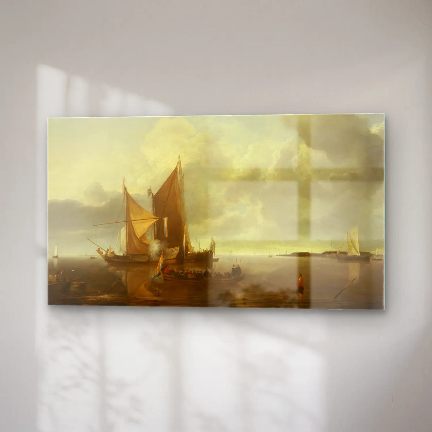Jan van de Cappelle – Ships in a Calm (circa 1650-1655) cam tablo — sağ açıdan görünüm