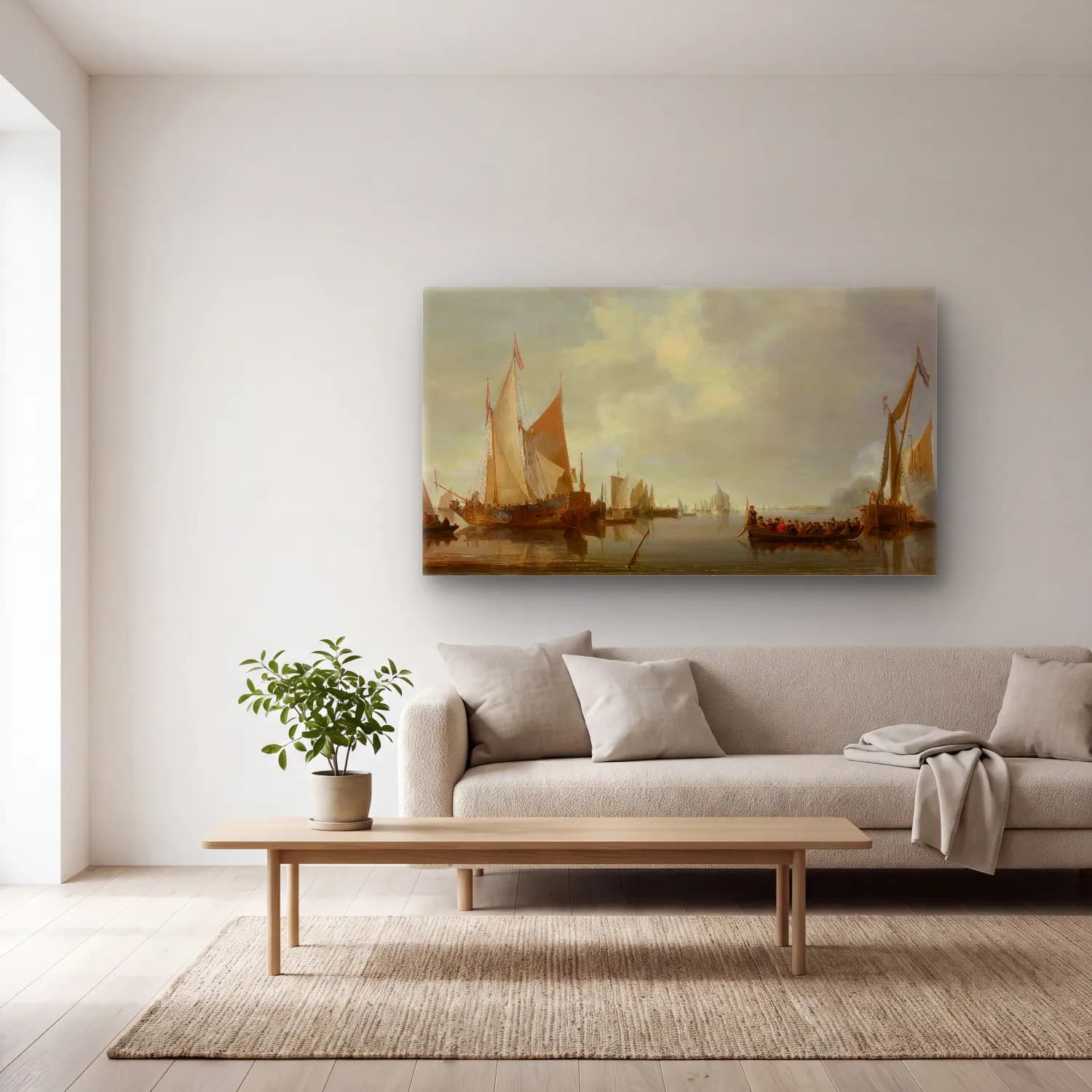Jan van de Cappelle – The Admiral cam tablo — açık renk salonda