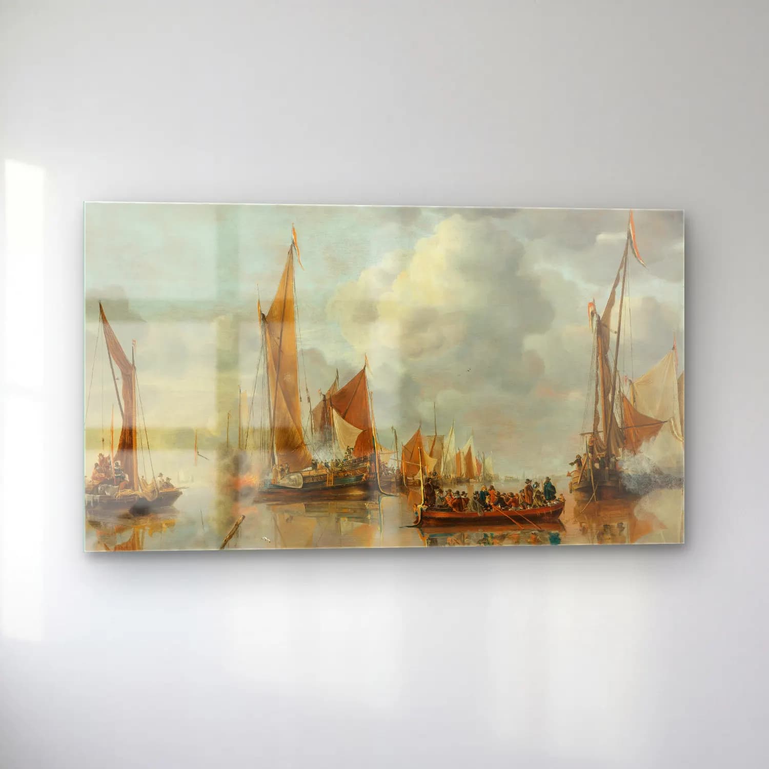 Jan van de Cappelle – The Home Fleet Saluting the State Barge cam tablo — sol açıdan görünüm