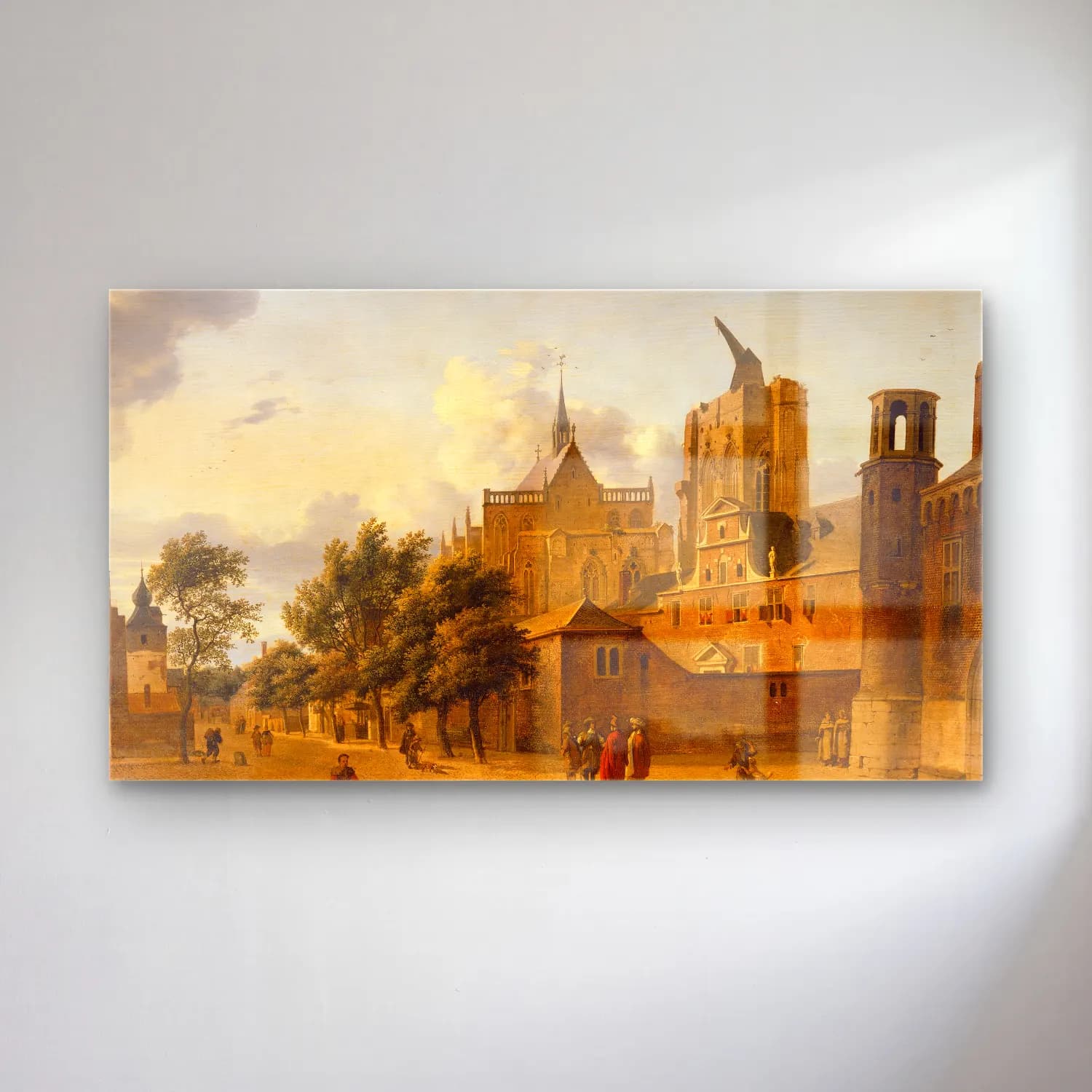 Jan van der Heyden – A Street Scene in Cologne cam tablo — Jan van der Heyden – A Street Scene in Cologne — yağlı boya katedral