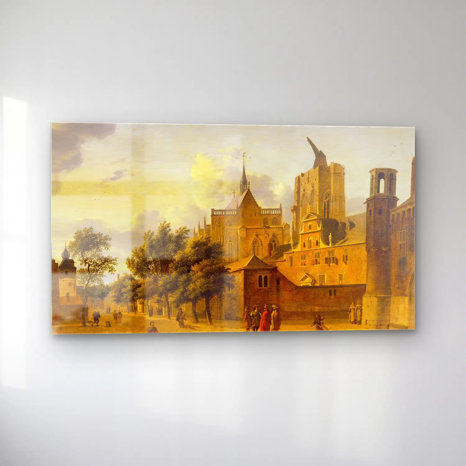 Jan van der Heyden – A Street Scene in Cologne cam tablo — sol açıdan görünüm