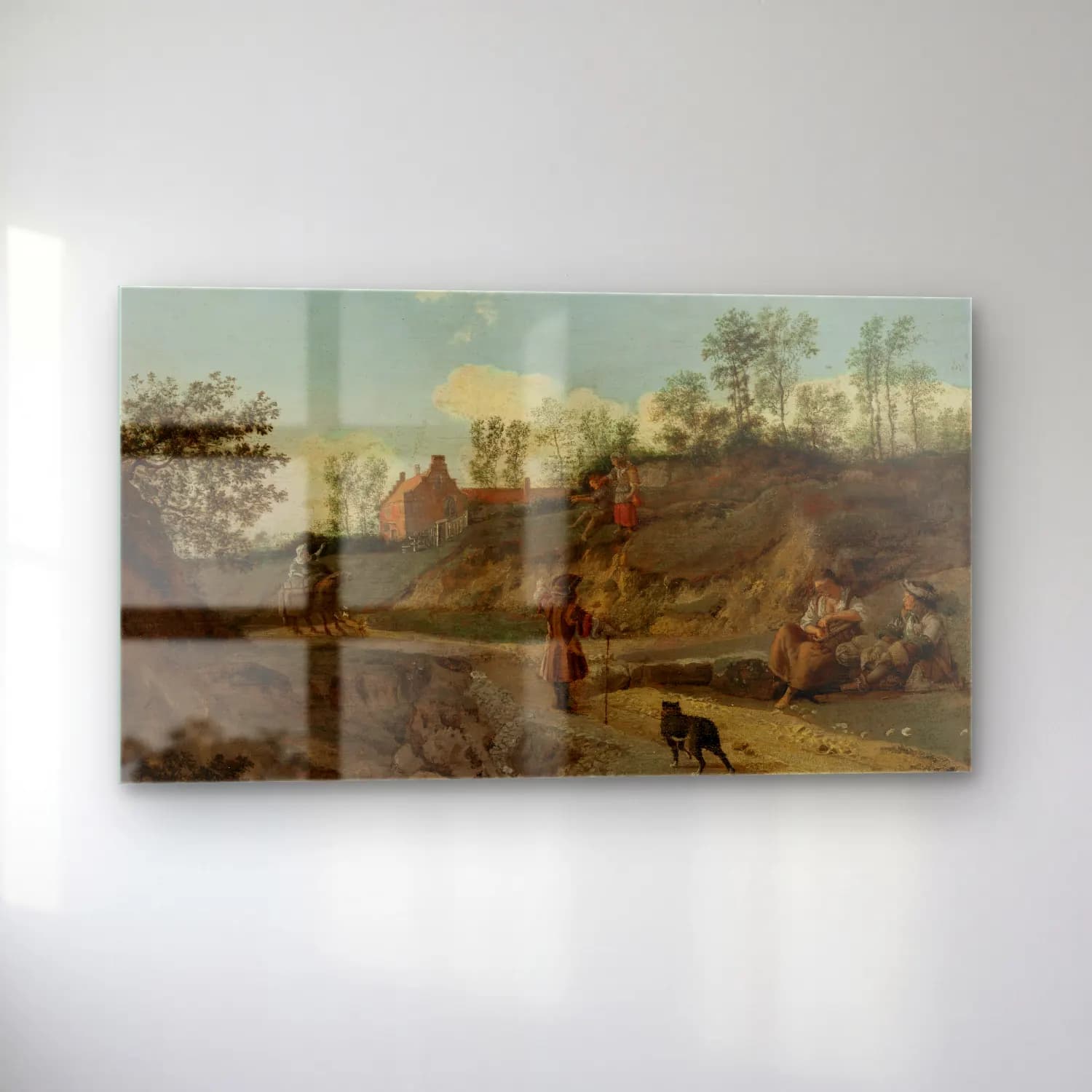 Jan van der Heyden – A rural landscape, with figures conversing cam tablo — sol açıdan görünüm