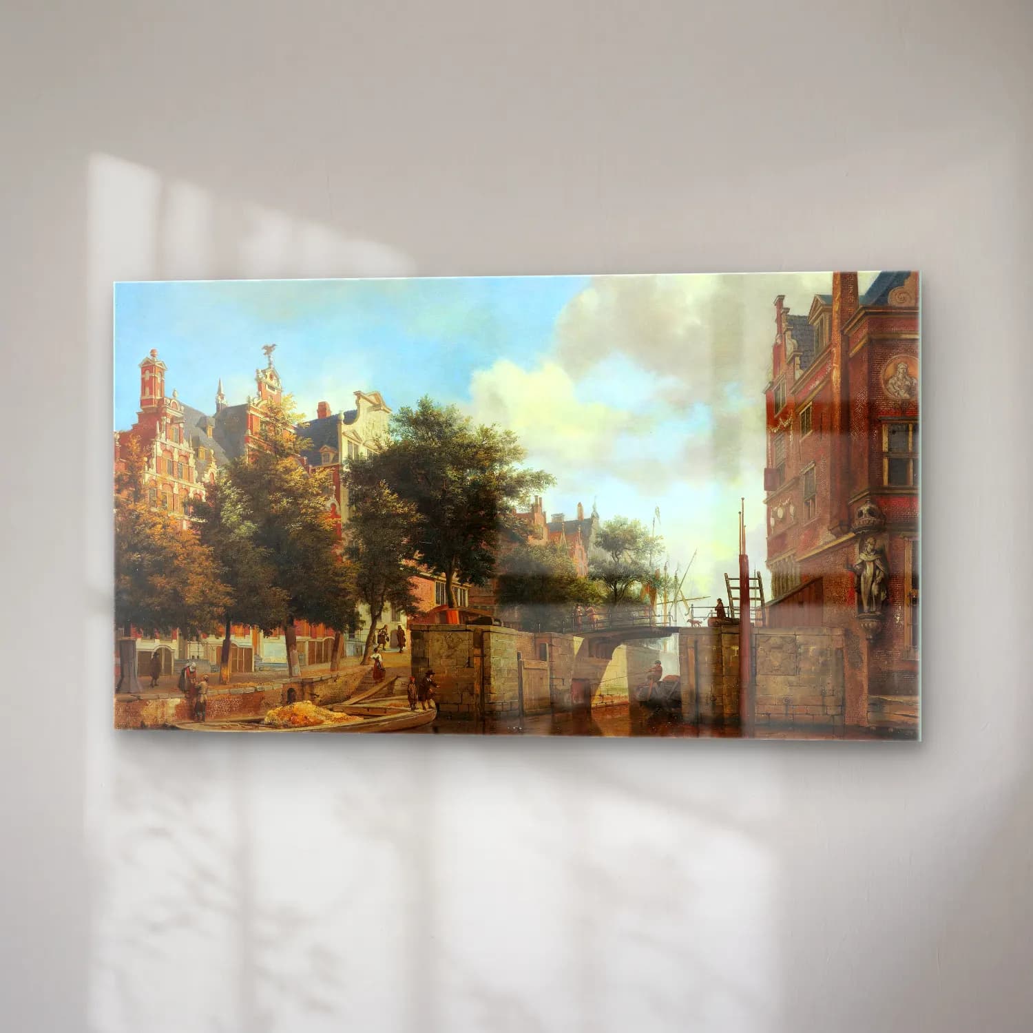 Jan van der Heyden – Amsterdam City View with Houses cam tablo — sağ açıdan görünüm