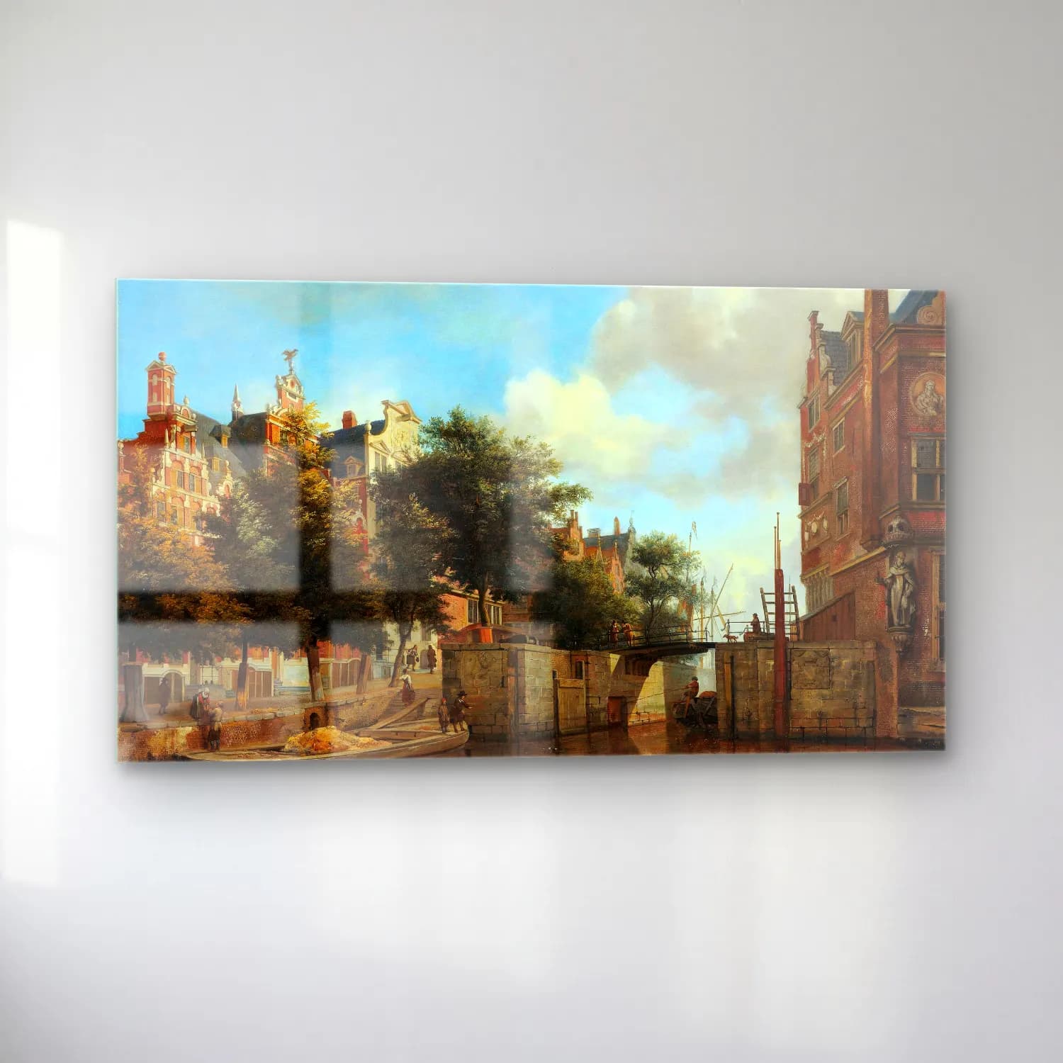 Jan van der Heyden – Amsterdam City View with Houses cam tablo — sol açıdan görünüm