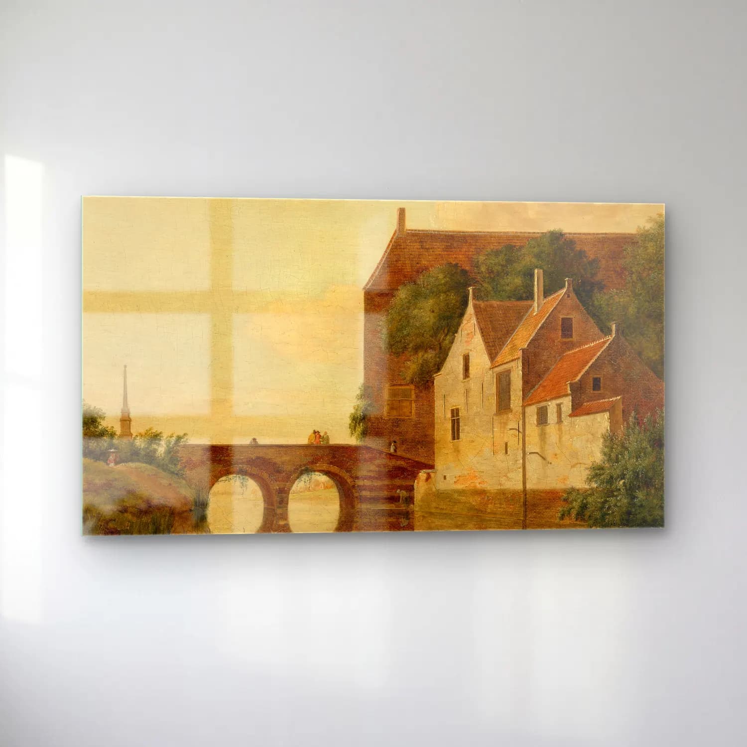Jan van der Heyden – Bridge over a River cam tablo — sol açıdan görünüm