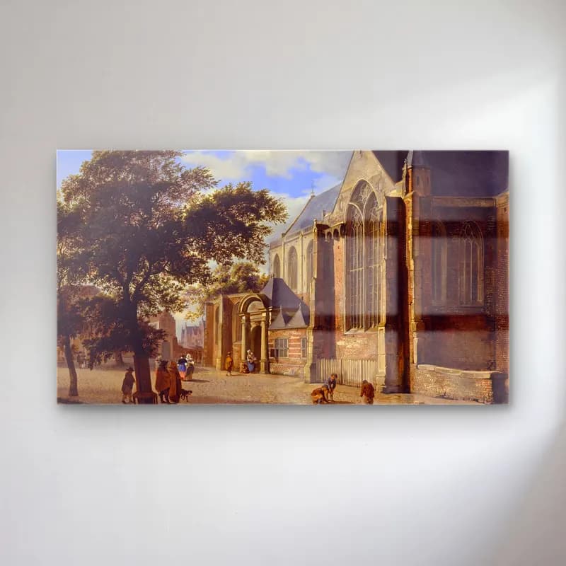 Jan van der Heyden – Exterior of a Church (late 1660s) cam tablo — Jan van der Heyden – Exterior of a Church (late 1660s) — yağlı boya katedral