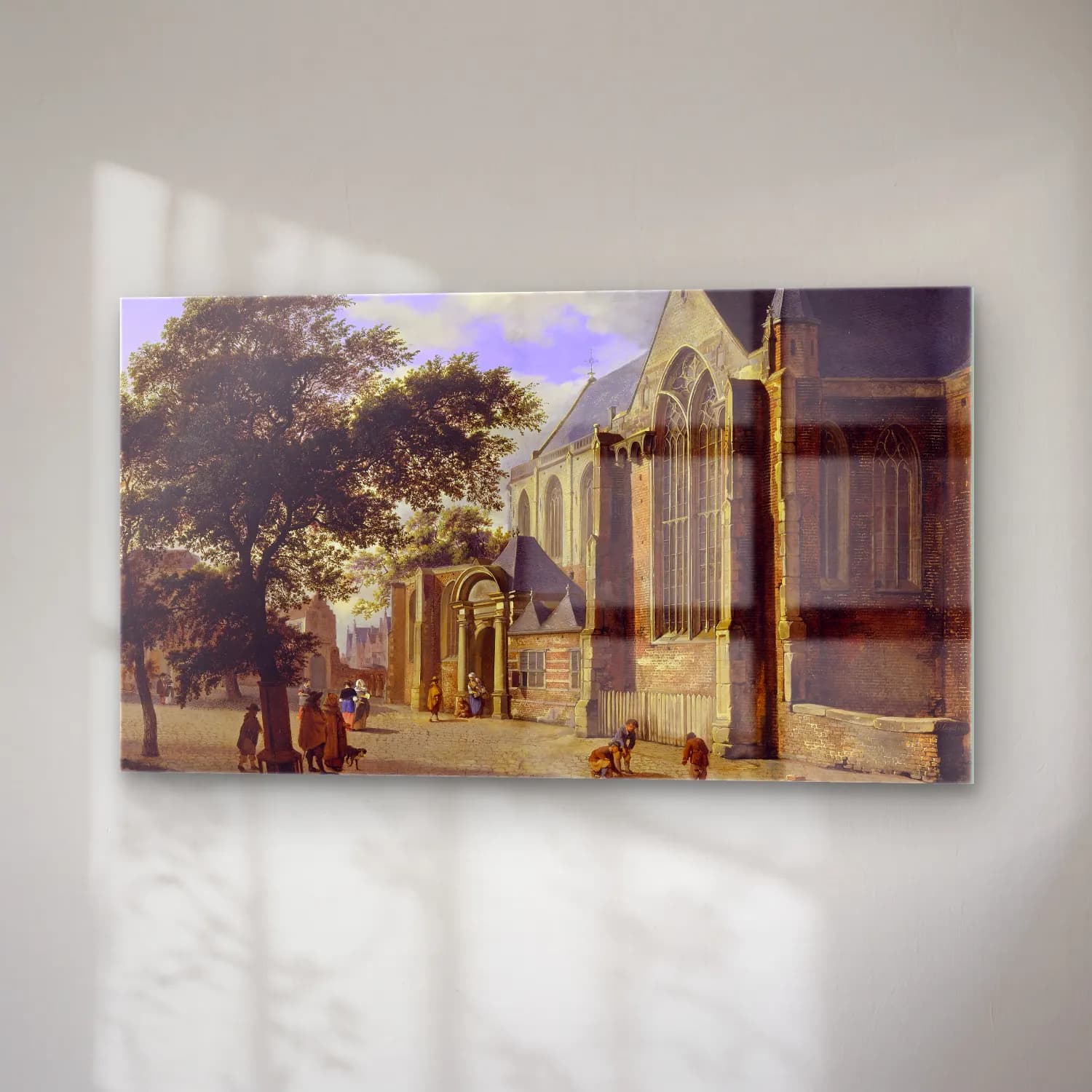 Jan van der Heyden – Exterior of a Church (late 1660s) cam tablo — sağ açıdan görünüm