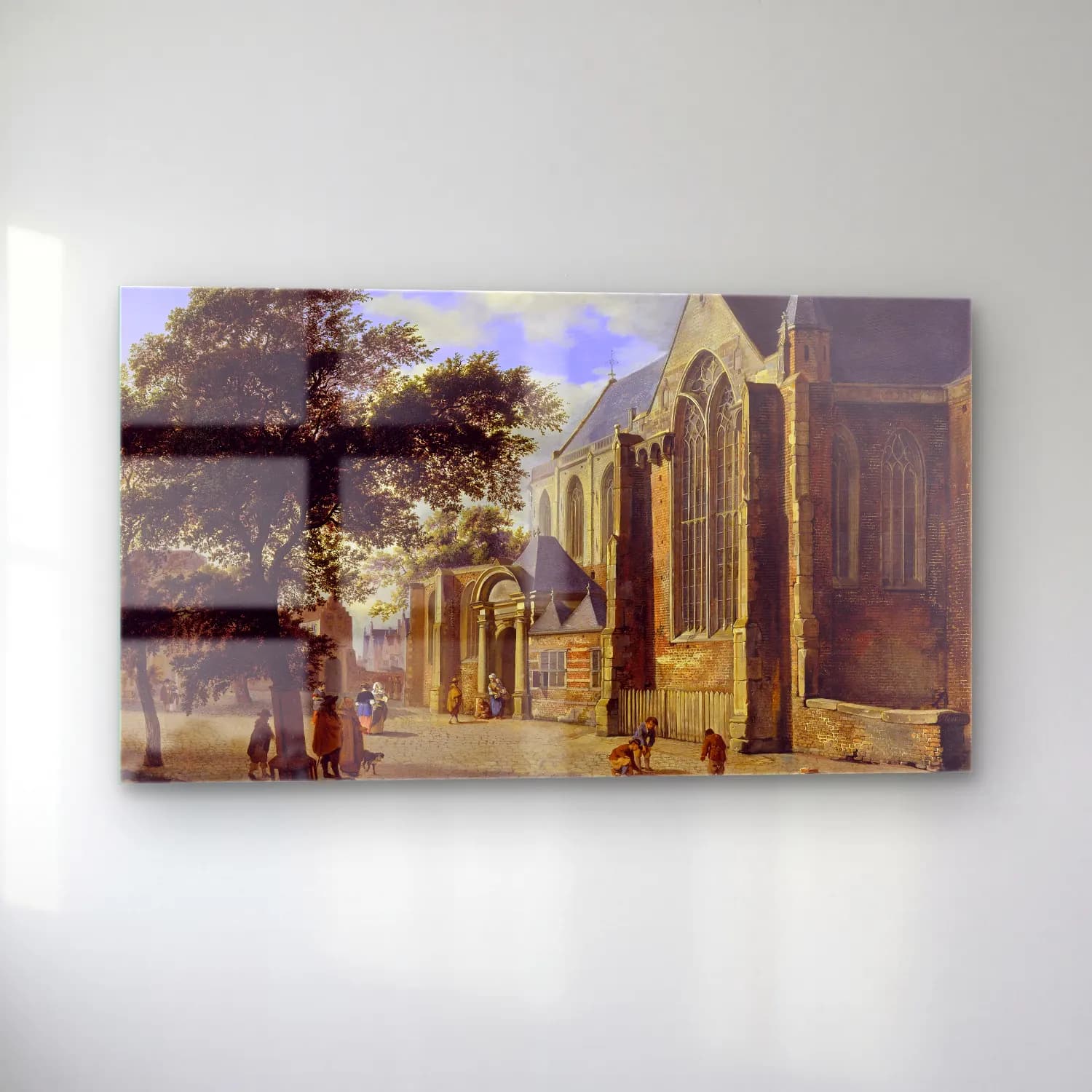 Jan van der Heyden – Exterior of a Church (late 1660s) cam tablo — sol açıdan görünüm