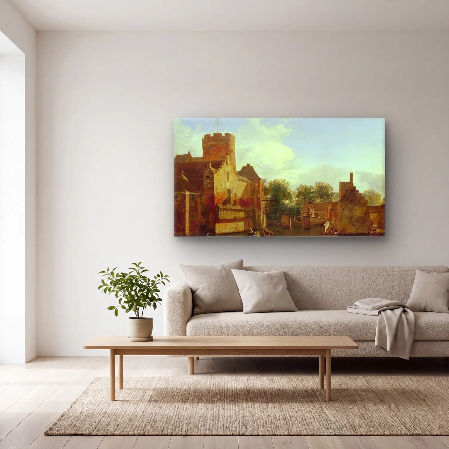Jan van der Heyden – Loenerslot Castle in Holland (ca. 1665 – 1670) cam tablo — açık renk salonda
