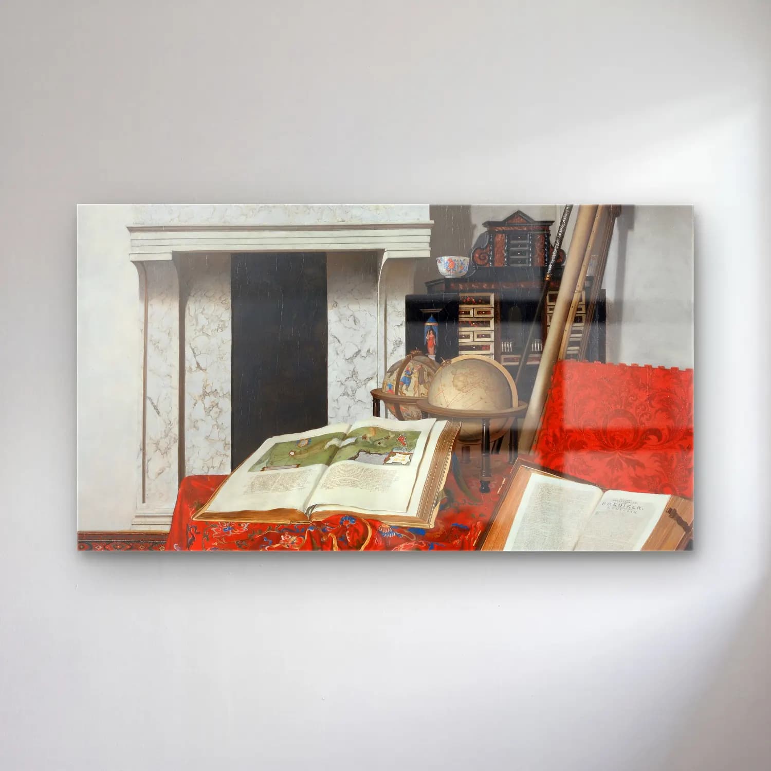 Jan van der Heyden – Room Corner With Curiosities cam tablo — Jan van der Heyden – Room Corner With Curiosities — yağlı boya vintage i̇ç mekân