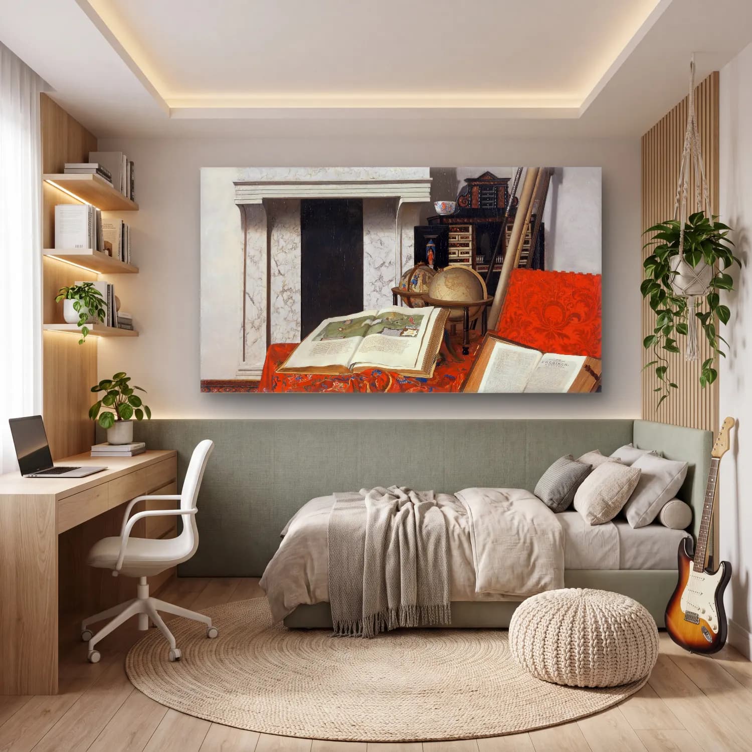 Jan van der Heyden – Room Corner With Curiosities cam tablo — genç odasında