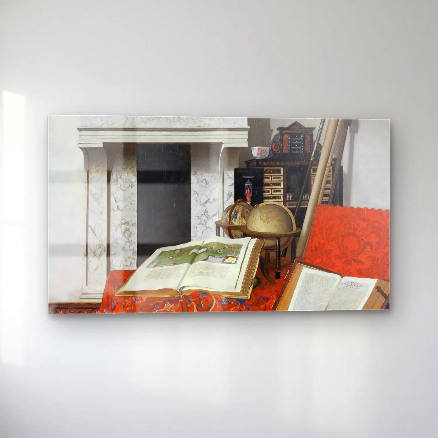 Jan van der Heyden – Room Corner With Curiosities cam tablo — sol açıdan görünüm