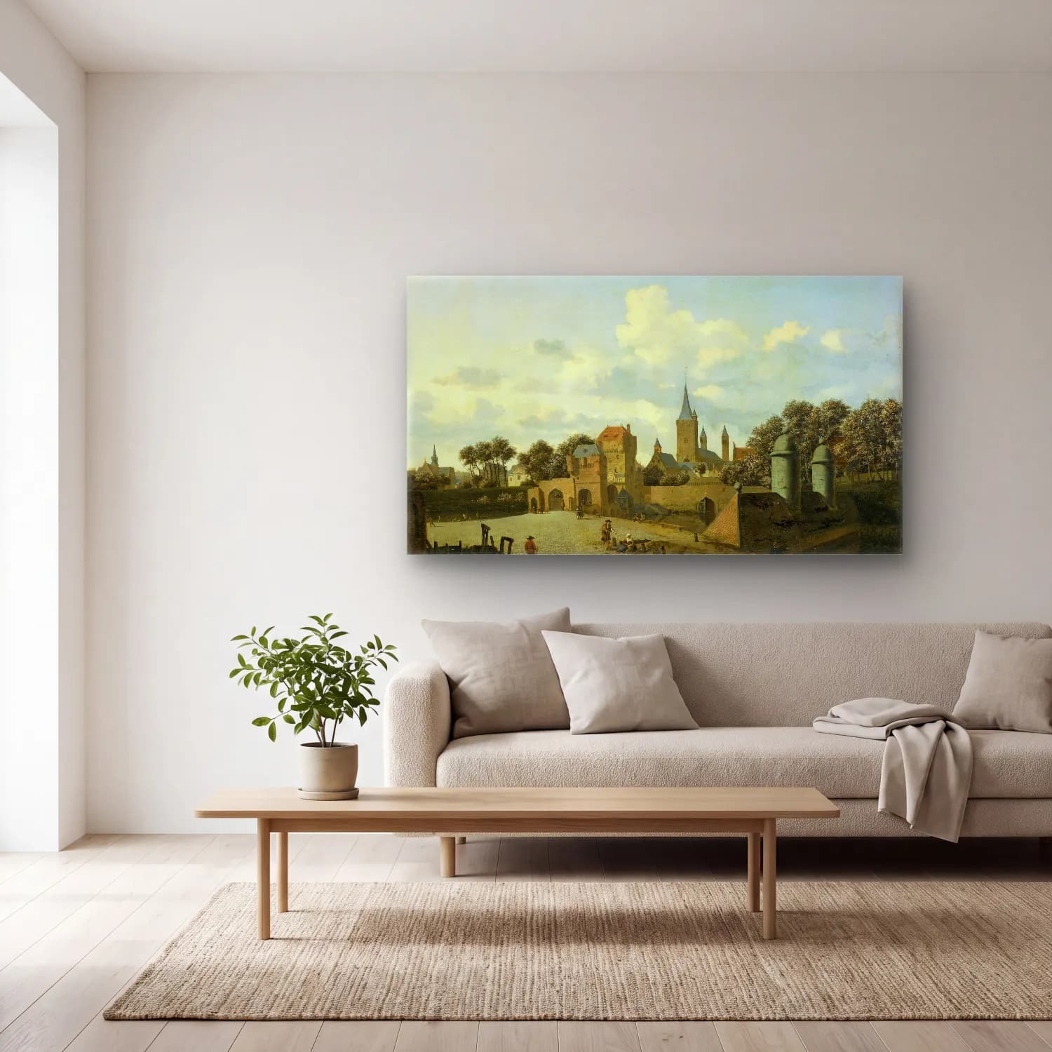 Jan van der Heyden – The Church of St Severin in Cologne in an Imaginary Setting cam tablo — açık renk salonda