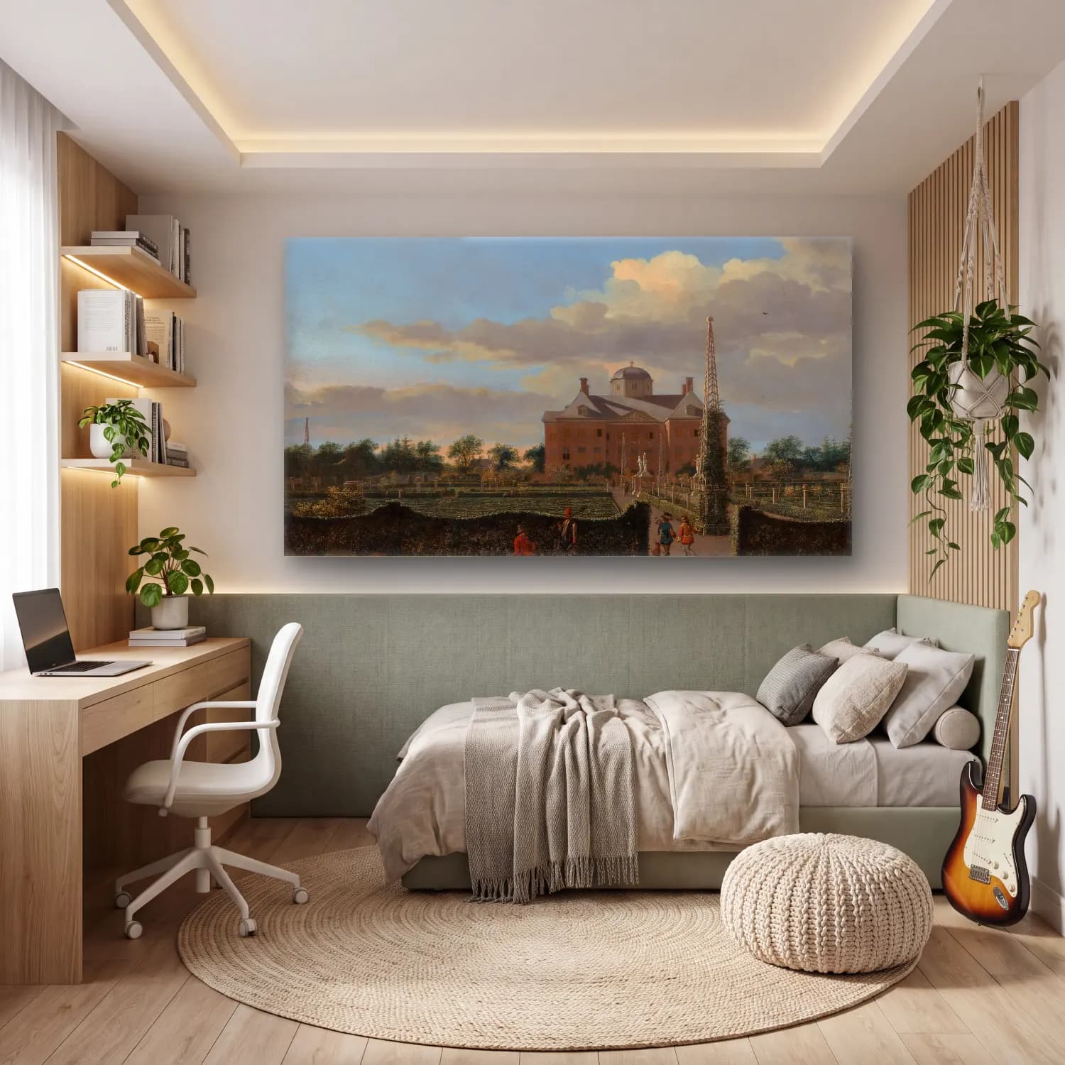 Jan van der Heyden – The Huis ten Bosch at The Hague and Its Formal cam tablo — genç odasında