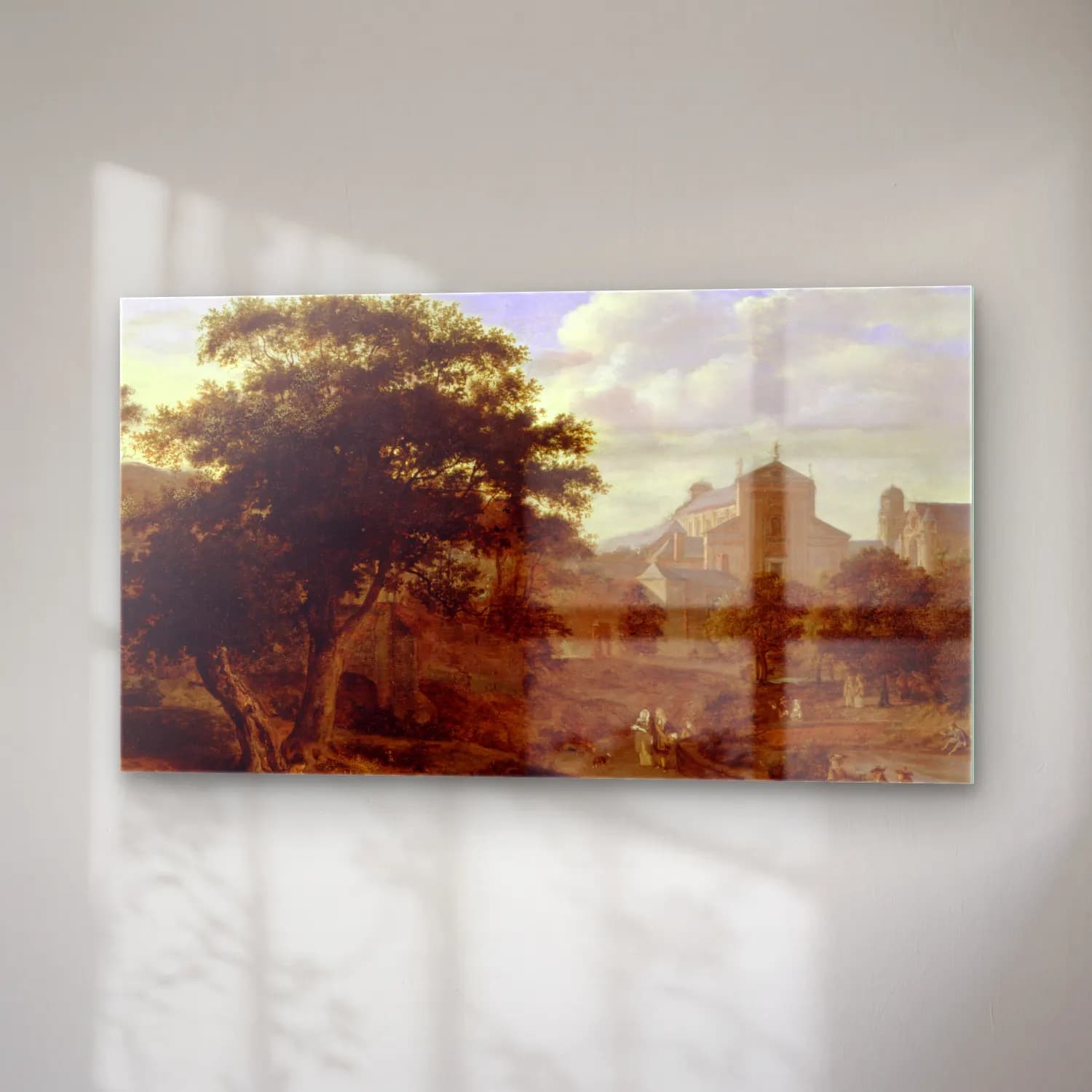 Jan van der Heyden – Two Churches and a Town Wall cam tablo — sağ açıdan görünüm