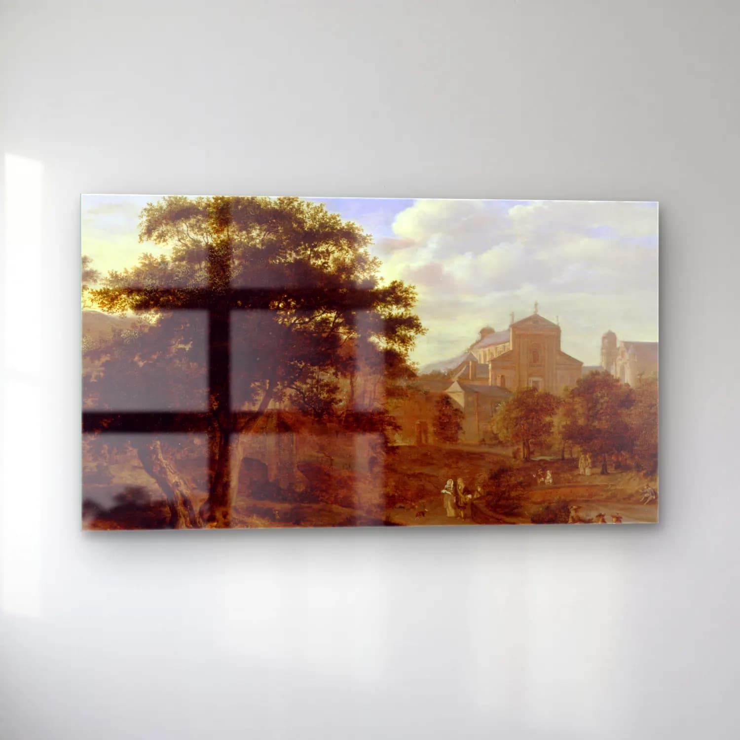 Jan van der Heyden – Two Churches and a Town Wall cam tablo — sol açıdan görünüm