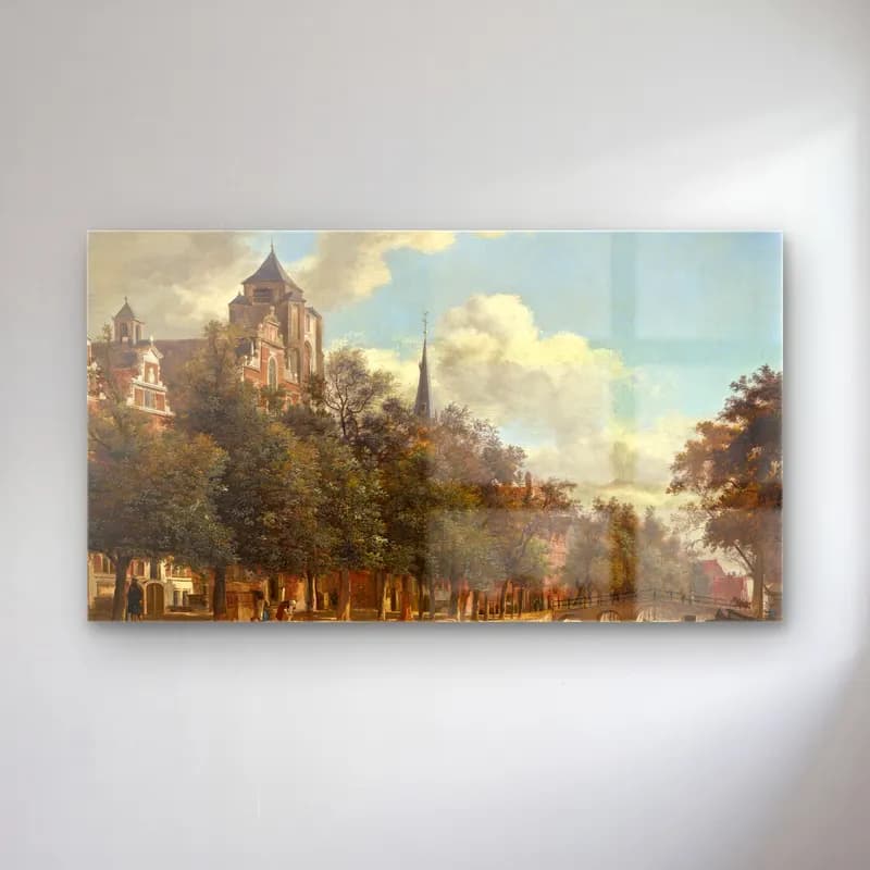 Jan van der Heyden – View Down a Dutch Canal cam tablo — Jan van der Heyden – View Down a Dutch Canal — yağlı boya katedral