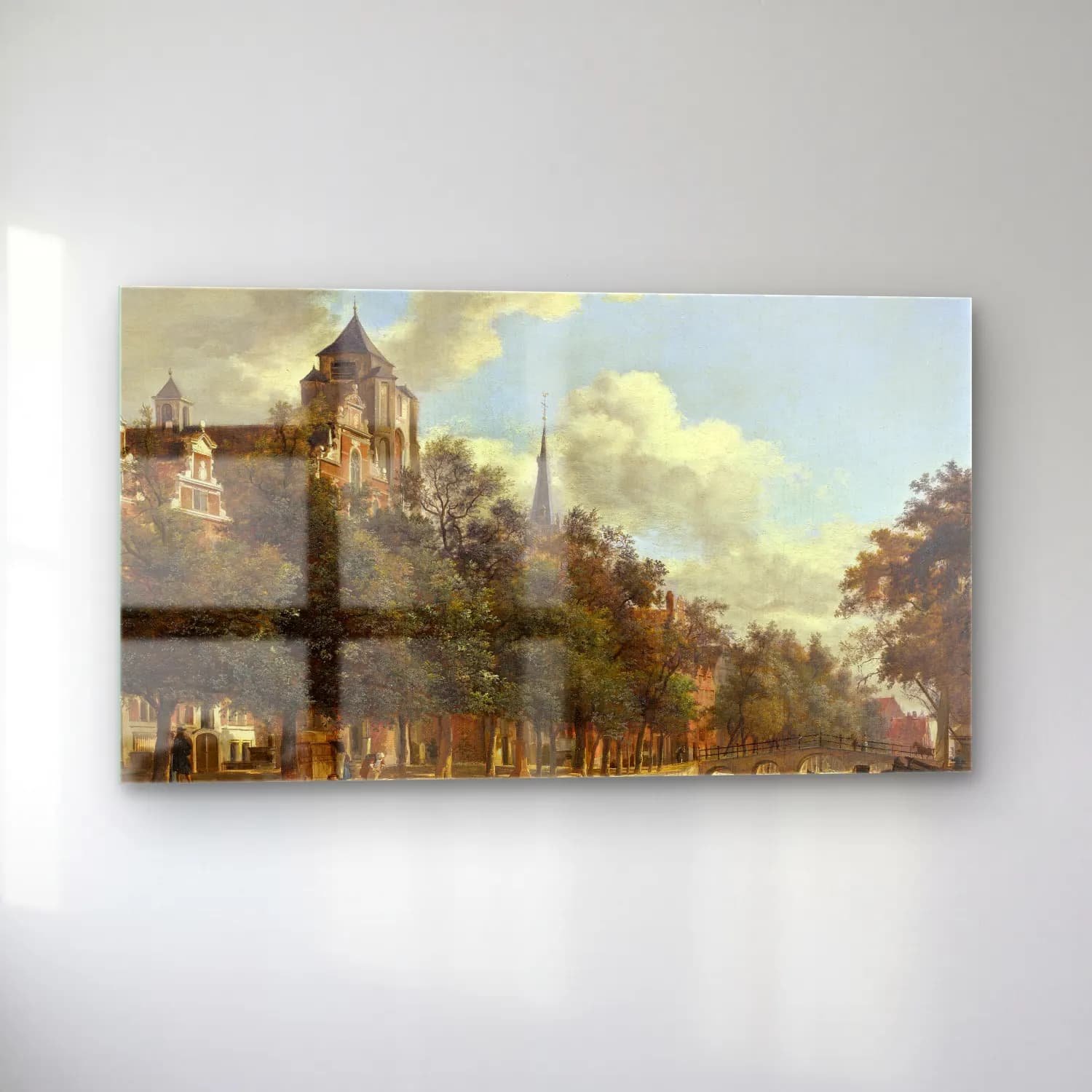 Jan van der Heyden – View Down a Dutch Canal cam tablo — sol açıdan görünüm
