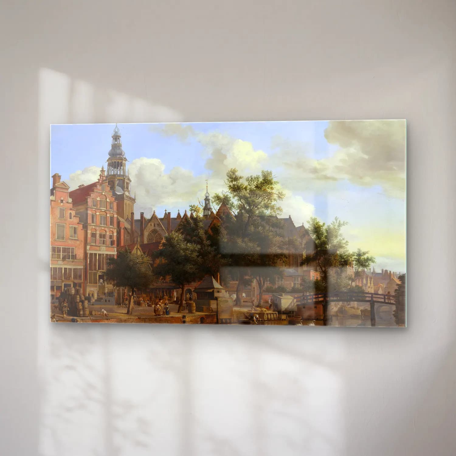Jan van der Heyden – View of Oudezijds Voorburgwal with the Oude Kerk in… cam tablo — sağ açıdan görünüm