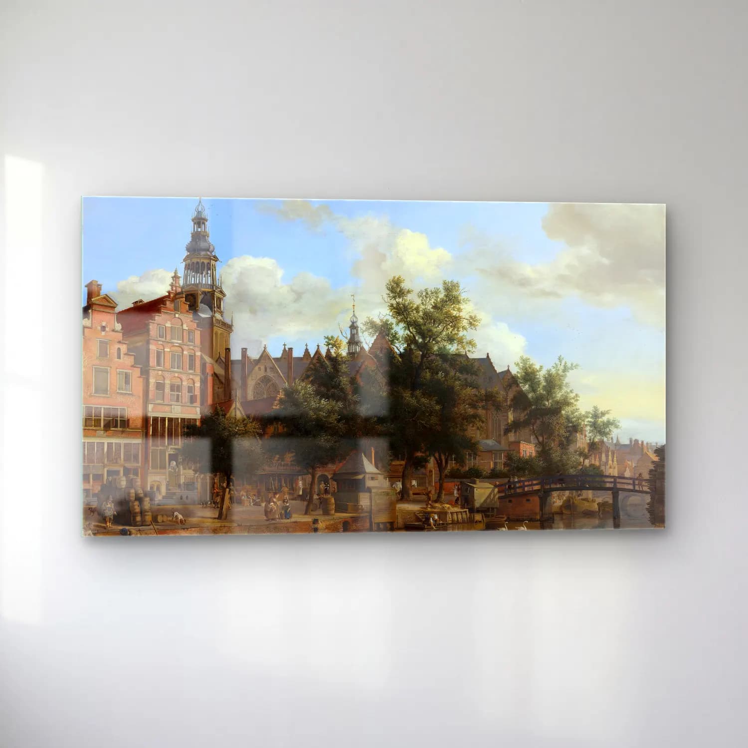Jan van der Heyden – View of Oudezijds Voorburgwal with the Oude Kerk in… cam tablo — sol açıdan görünüm