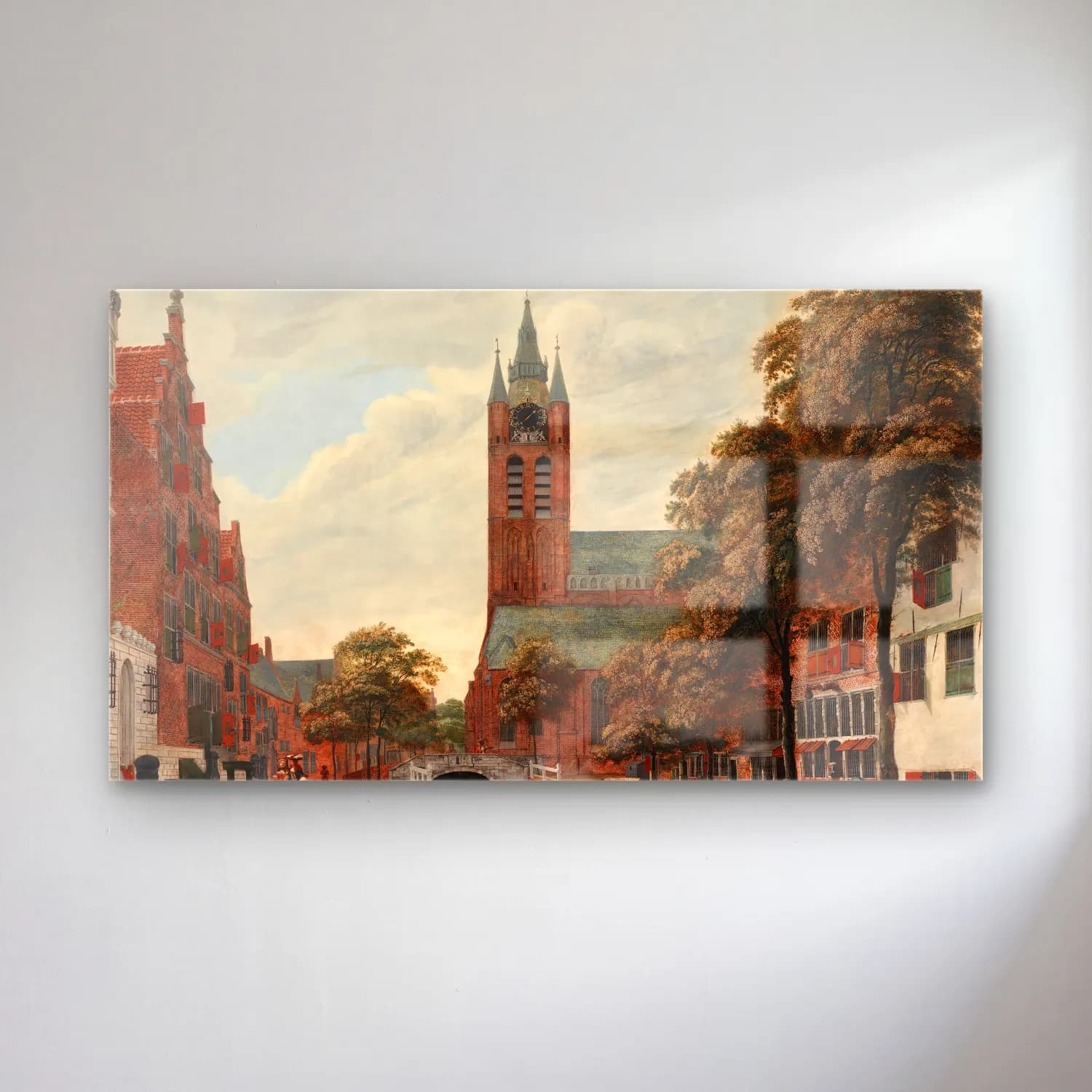 Jan van der Heyden – View of the Oude Delft Canal, Delft (ca. 1660) cam tablo — Jan van der Heyden – View of the Oude Delft Canal, Delft (ca. 1660) — suluboya katedral
