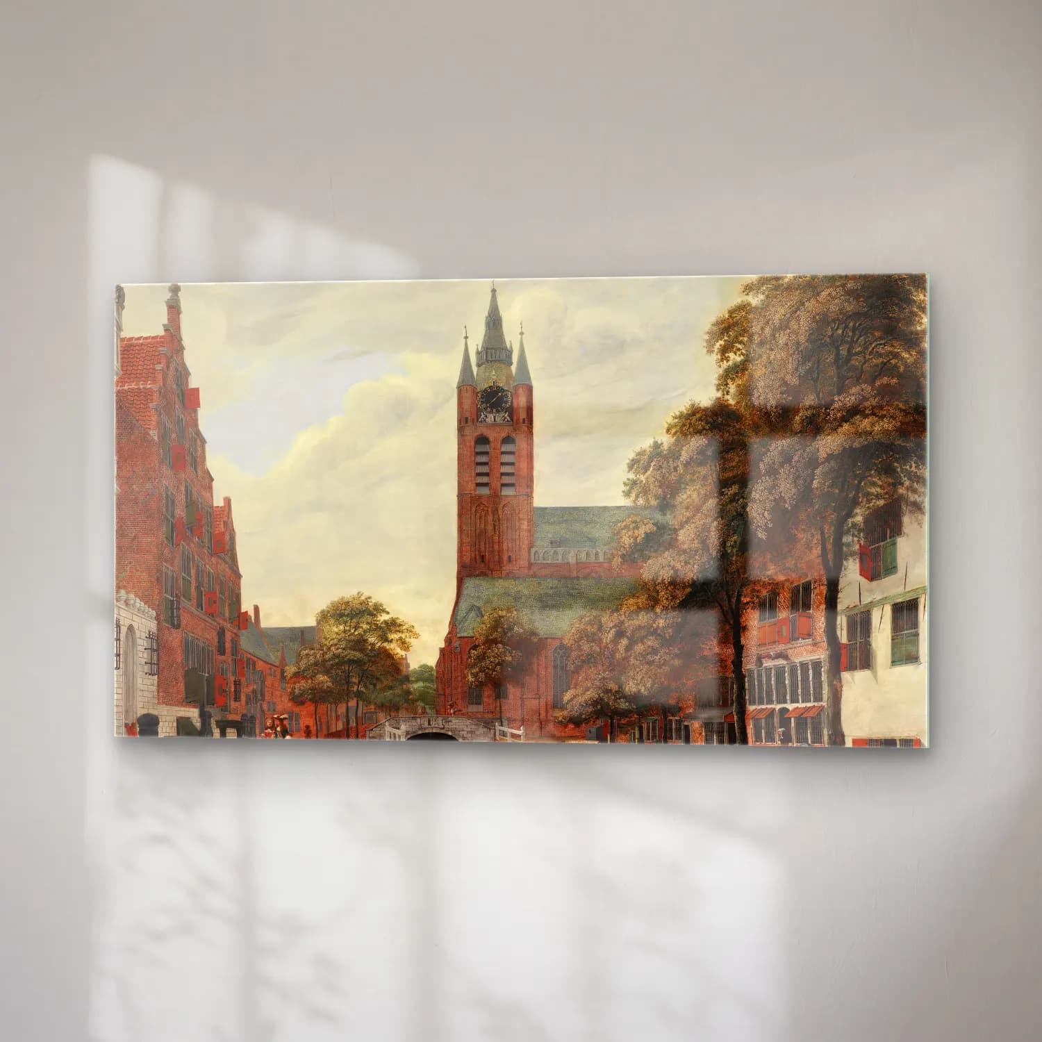 Jan van der Heyden – View of the Oude Delft Canal, Delft (ca. 1660) cam tablo — sağ açıdan görünüm