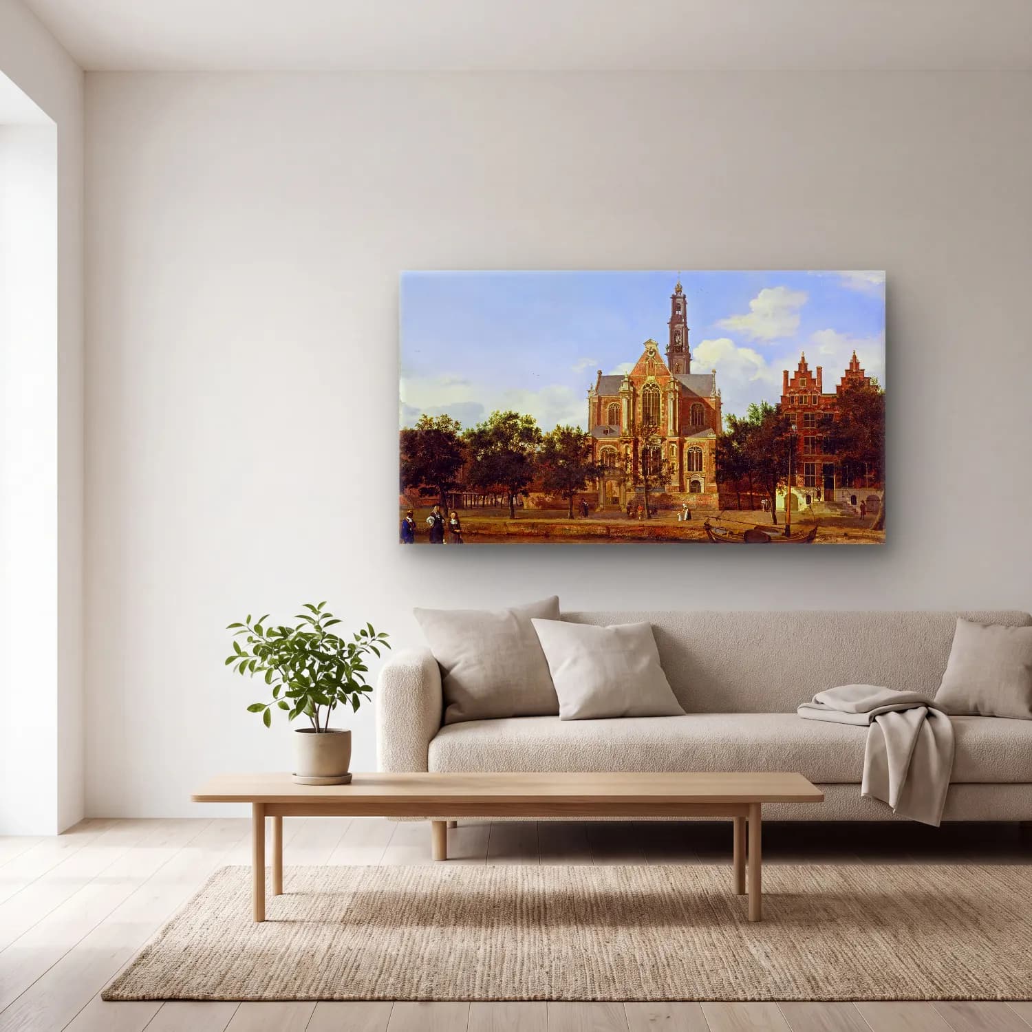 Jan van der Heyden – View of the Westerkerk, Amsterdam cam tablo — açık renk salonda