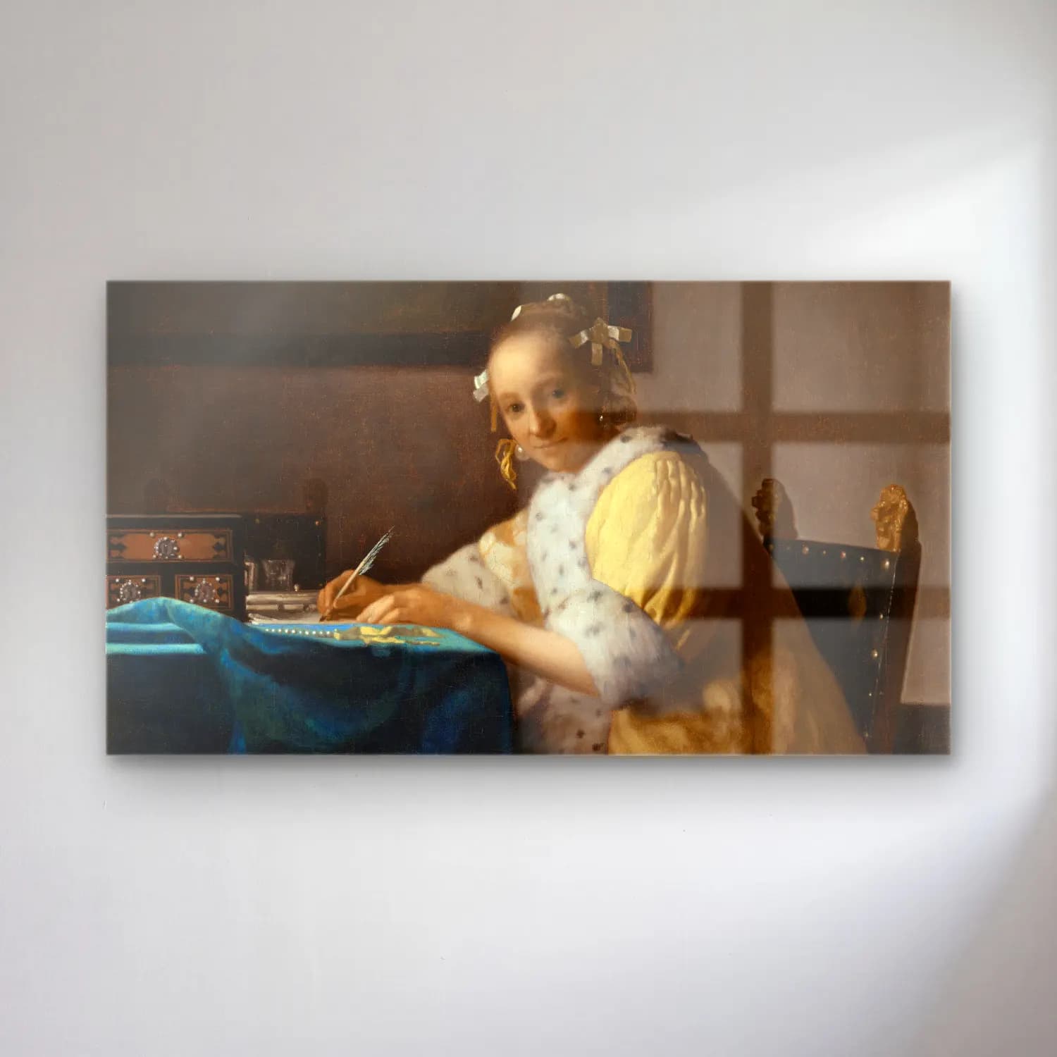 Johannes Vermeer – A Lady Writing a Letter cam tablo — Johannes Vermeer – A Lady Writing a Letter — yağlı boya kız çocuğu portresi