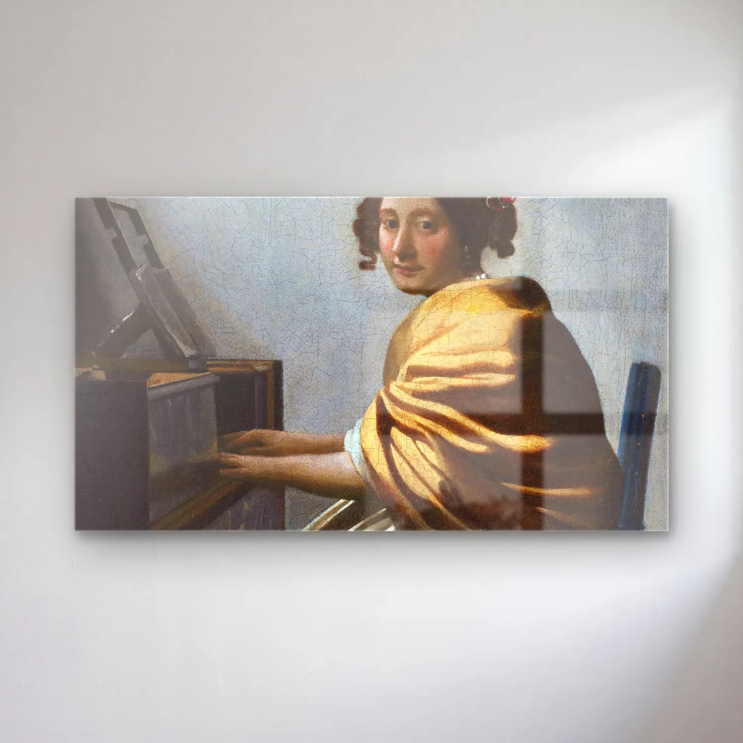 Johannes Vermeer – A young Woman seated at the Virginals cam tablo — Johannes Vermeer – A young Woman seated at the Virginals — yağlı boya kitap okuyan kadın