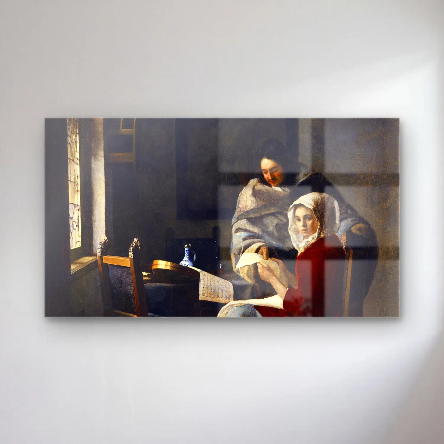 Johannes Vermeer – Girl Interrupted at Her Music cam tablo — Johannes Vermeer – Girl Interrupted at Her Music — yağlı boya kitap okuyan kadın