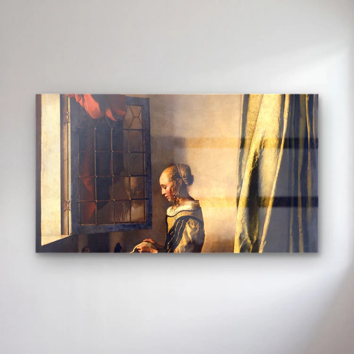 Johannes Vermeer – Girl Reading a Letter by an Open Window cam tablo — Johannes Vermeer – Girl Reading a Letter by an Open Window — yağlı boya kitap okuyan kadın