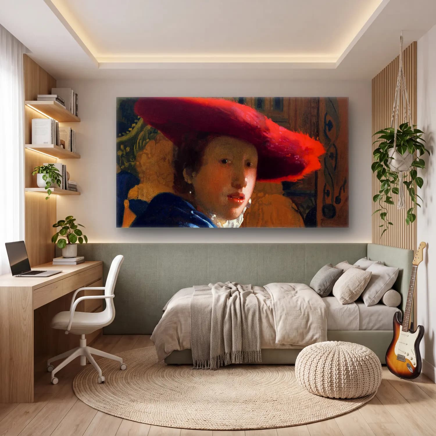 Johannes Vermeer – Girl with the Red Hat cam tablo — genç odasında