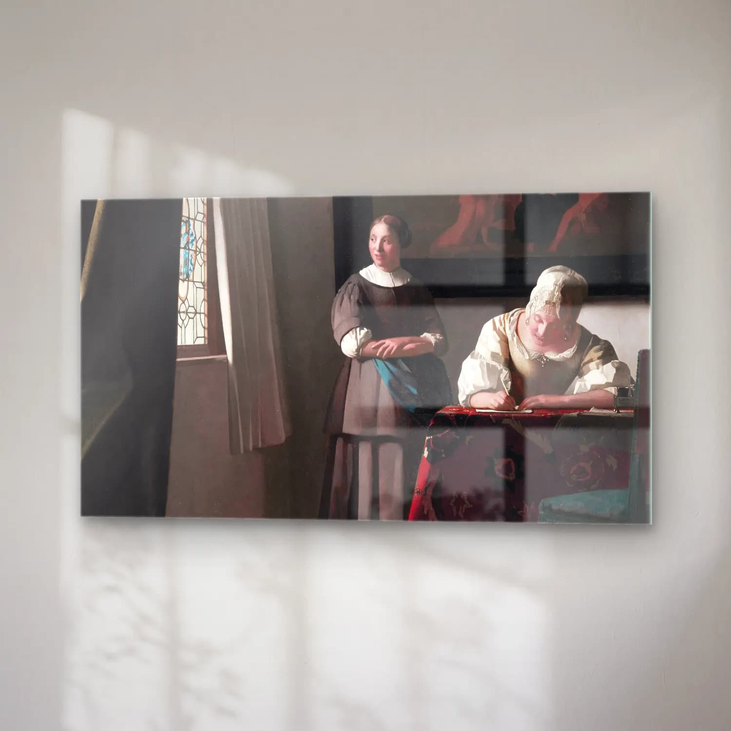 Johannes Vermeer – Lady Writing a Letter with her Maid cam tablo — sağ açıdan görünüm