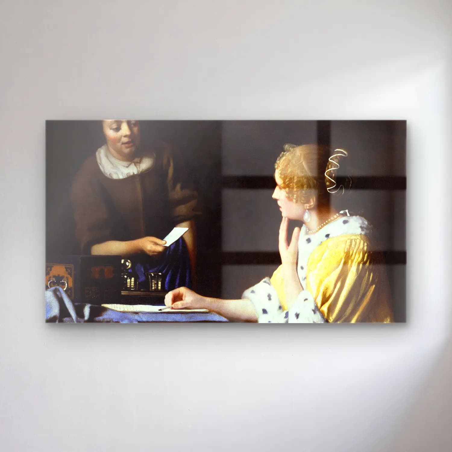 Johannes Vermeer – Mistress and Maid cam tablo — Johannes Vermeer – Mistress and Maid — yağlı boya kitap okuyan kadın