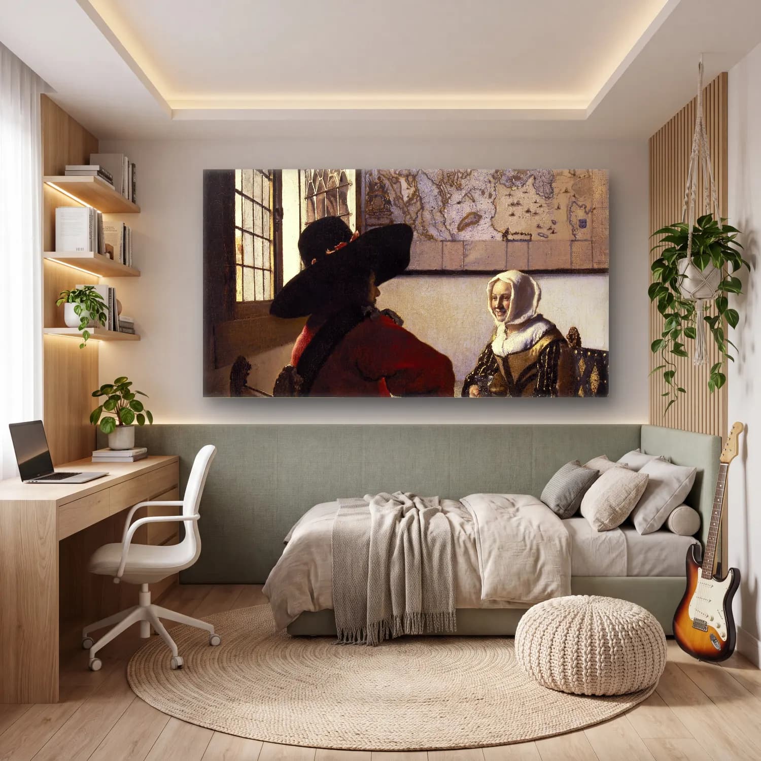 Johannes Vermeer – Officer and Laughing Girl cam tablo — genç odasında