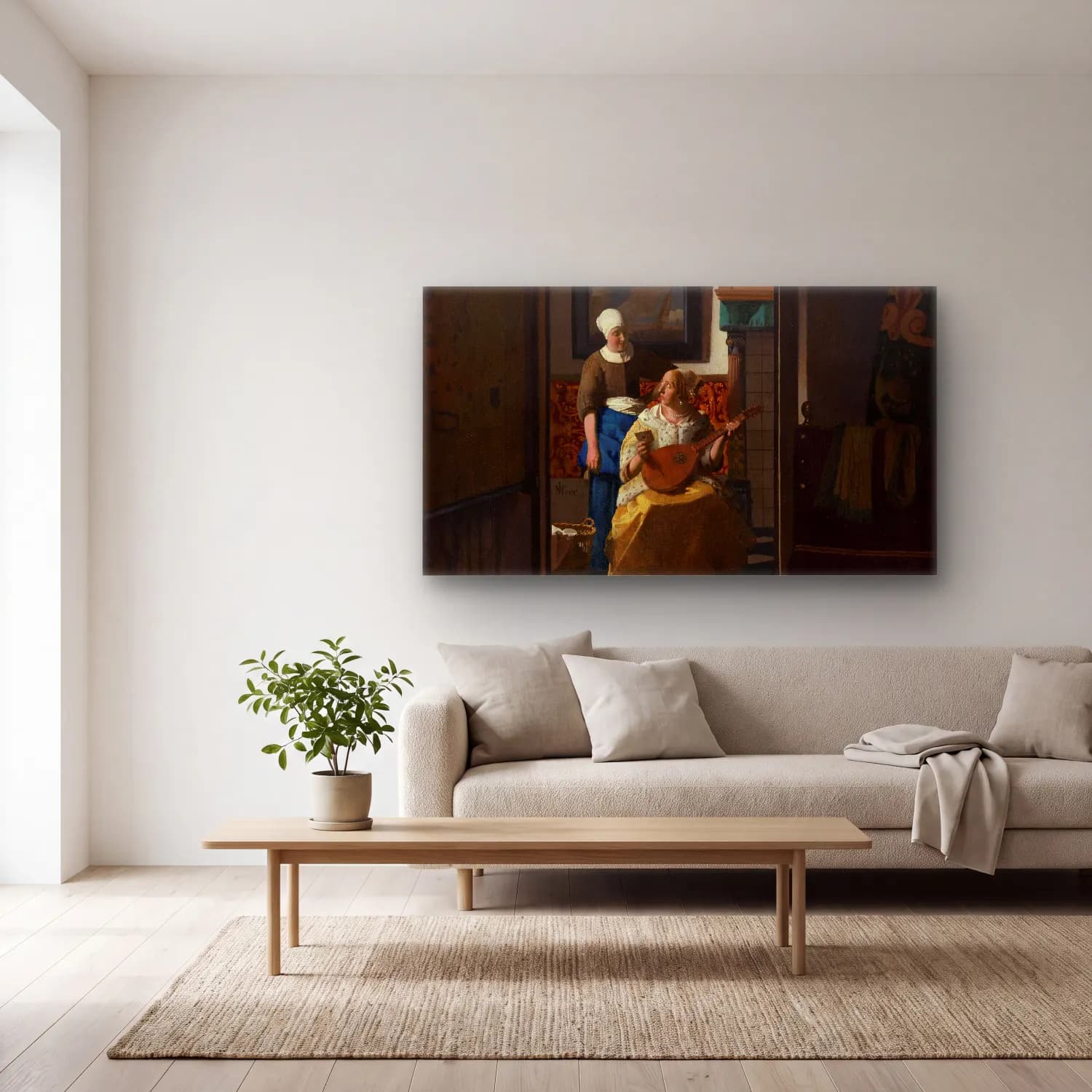 Johannes Vermeer – Save The Love Letter cam tablo — açık renk salonda